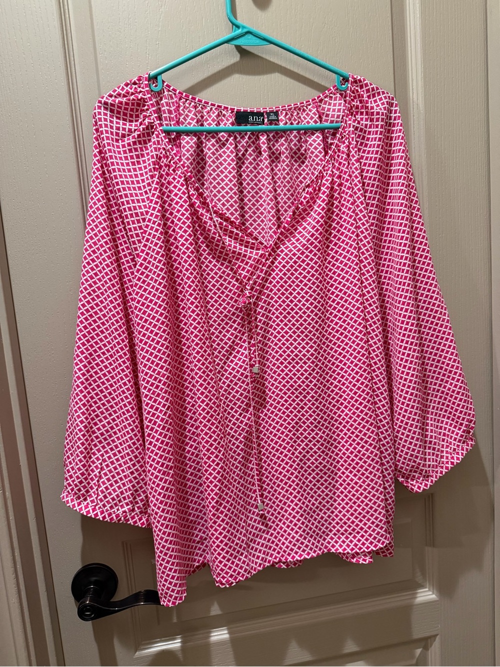 a.n.a Pink Geometric Peasant Blouse